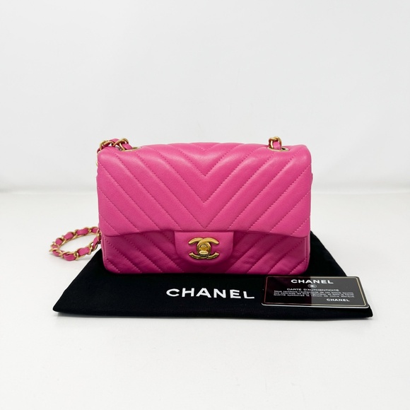 Chanel Pink Chevron Mini Rectangular Flap - Picture 2 of 10
